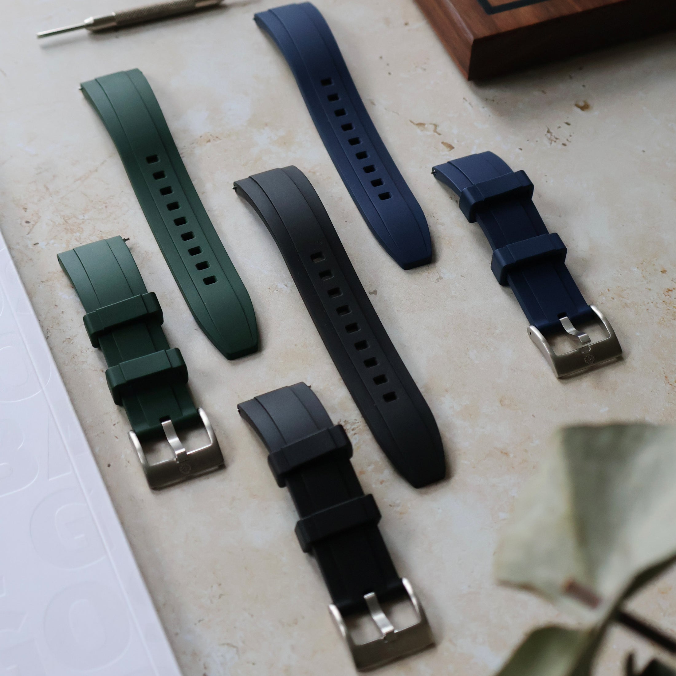 The Fulford FKM Rubber Watch Strap - Blue