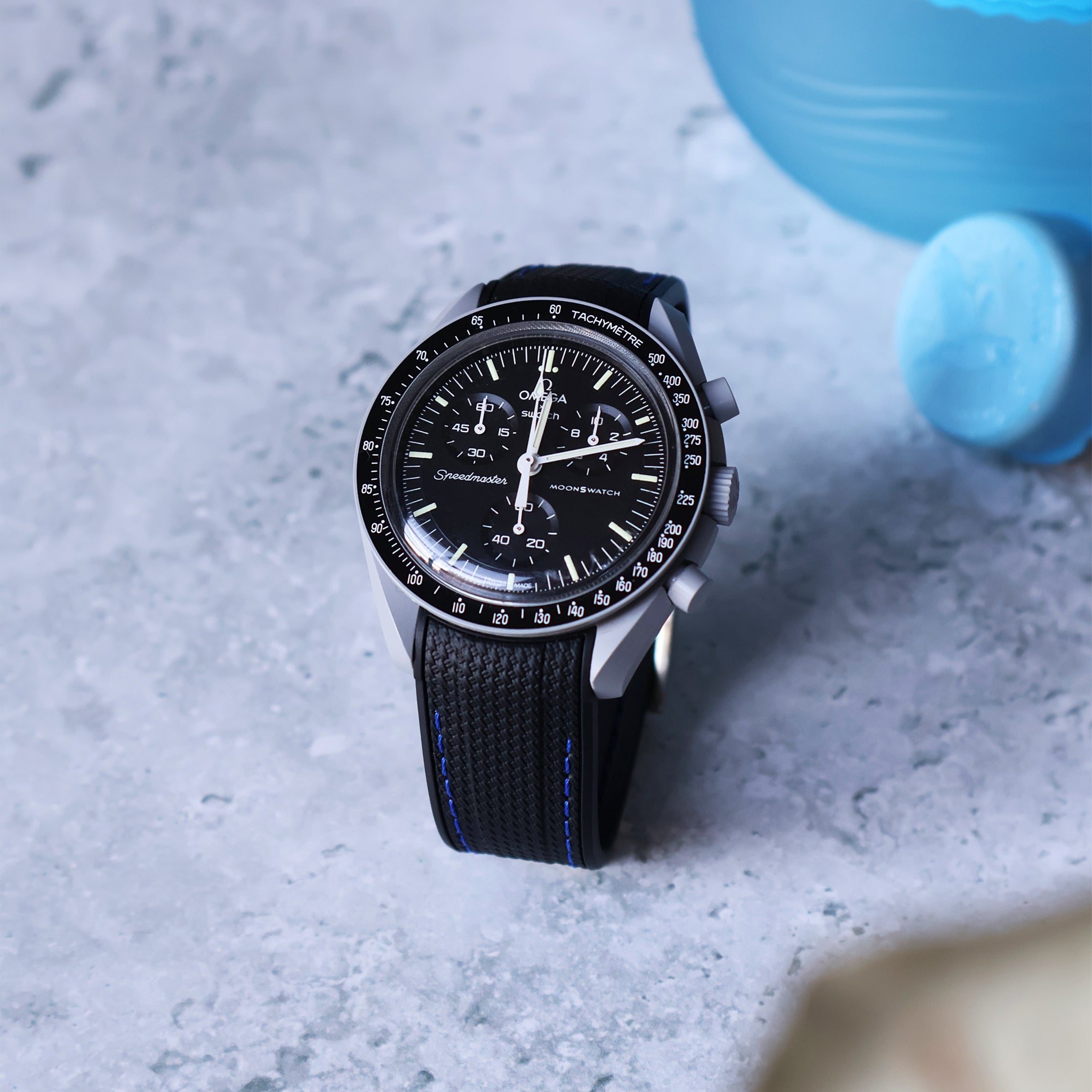 Omega X Swatch Moonswatch Fitted Strap Black Blue – Realm