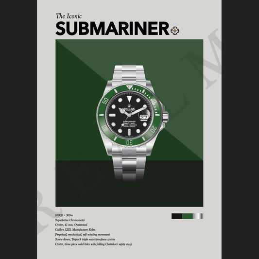 'The Iconic' Watch Print Series - Rolex Submariner, Kermit MK2