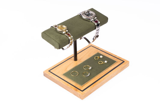 The Foxton Watch Stand - Forest Green & American White Oak