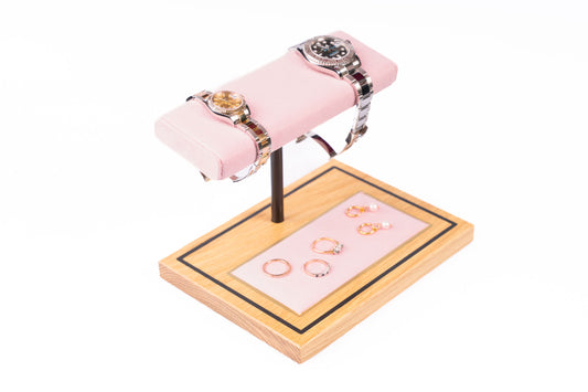 The Foxton Watch Stand - Rose Pink & American White Oak