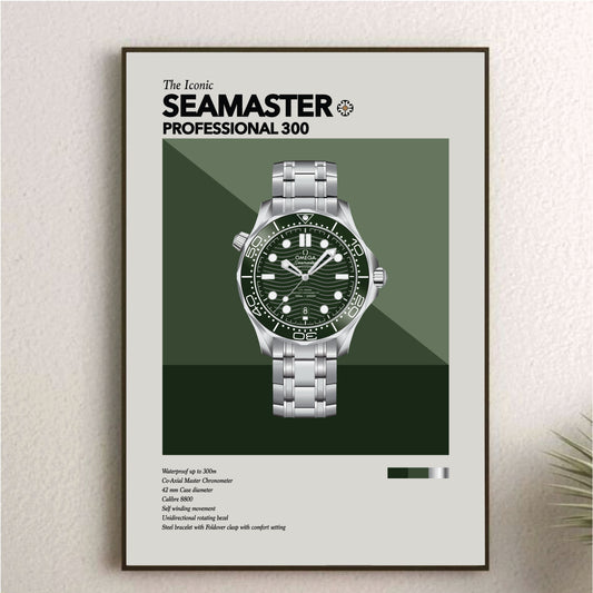 'The Iconic' Watch Print Series - Omega Seamaster Professional 300 - Green 'Seaweed' Dial