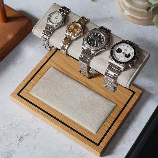 The Foxton Watch Stand MKI - Stone Grey & American White Oak