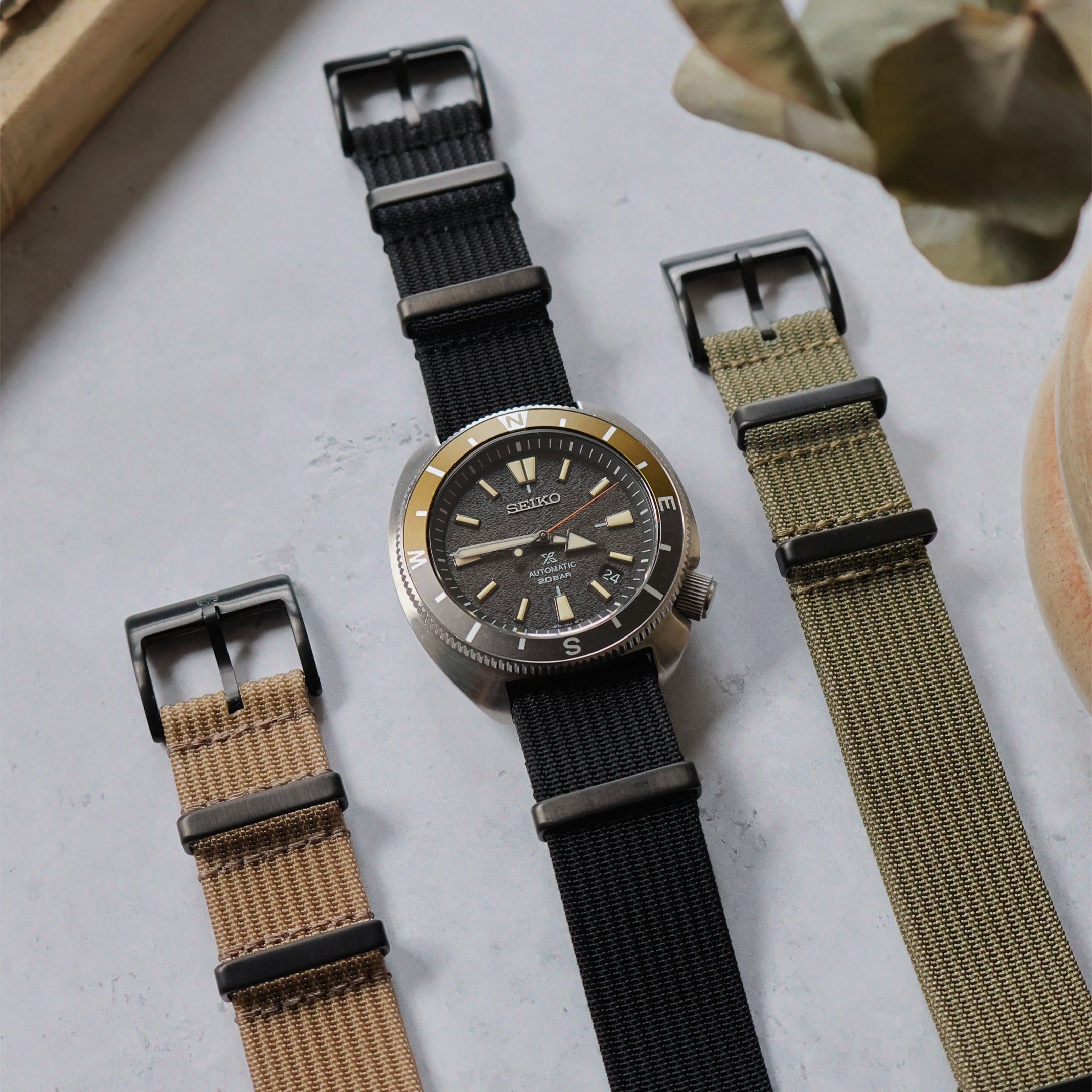 The Ryedale Ribbed Nylon Watch Strap - Black