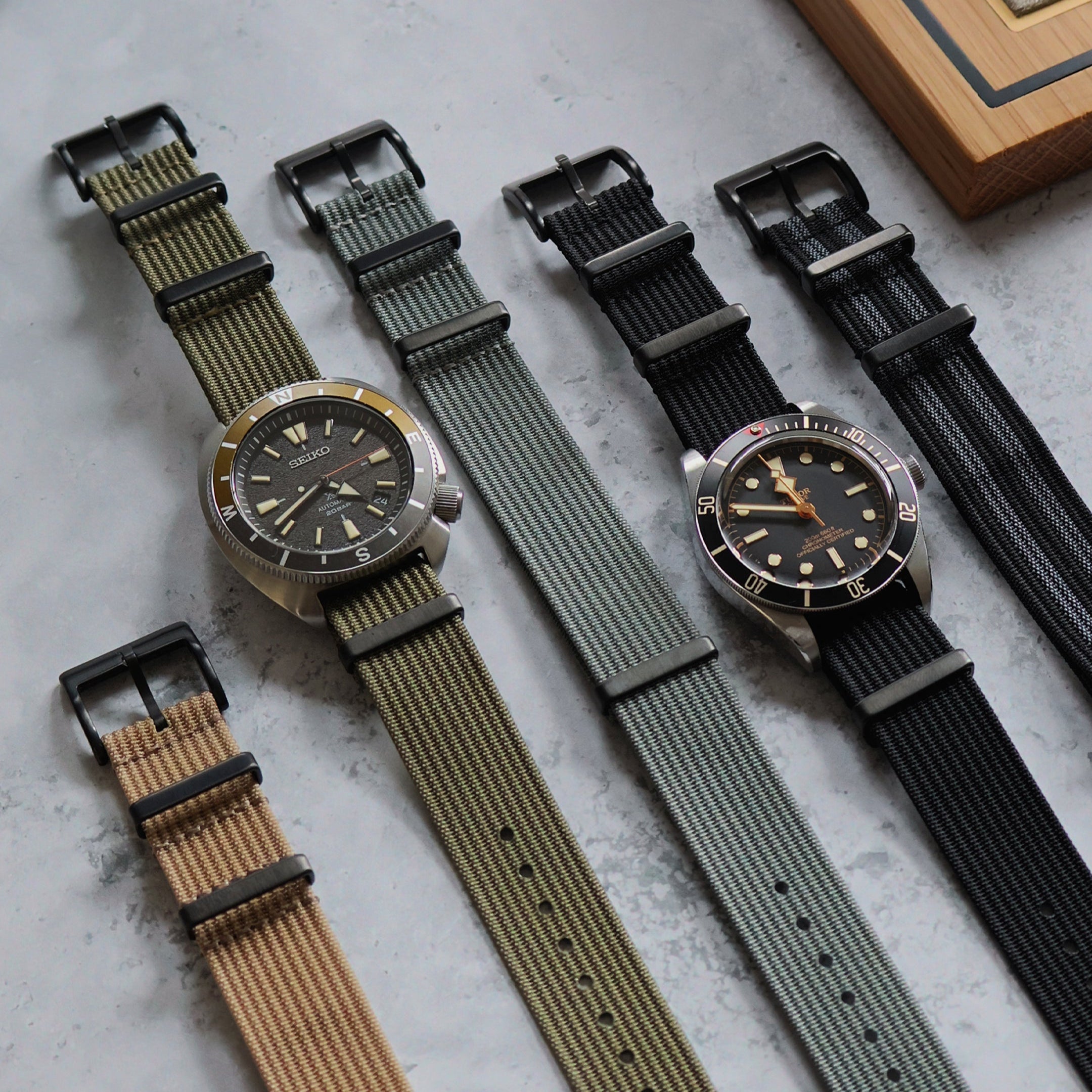 The Ryedale Ribbed Nylon Watch Strap - Black