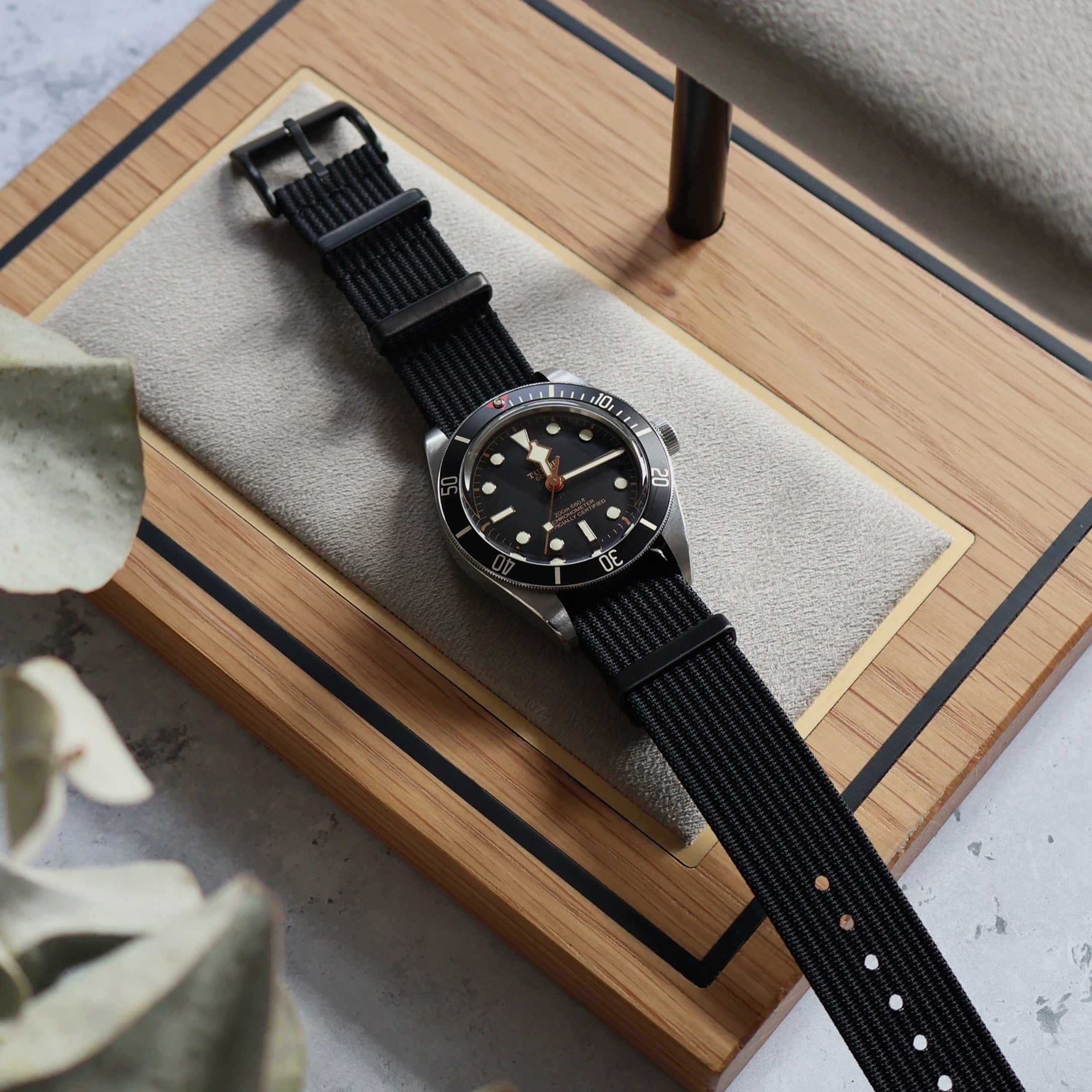 The Ryedale Ribbed Nylon Watch Strap - Black