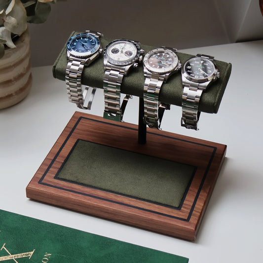 The Foxton Watch Stand MKII - Forest Green & American Black Walnut