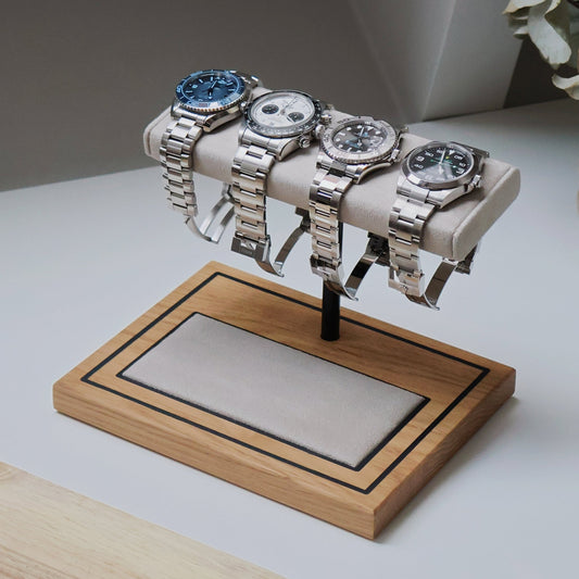 The Foxton Watch Stand MKII - Stone Grey & European White Oak