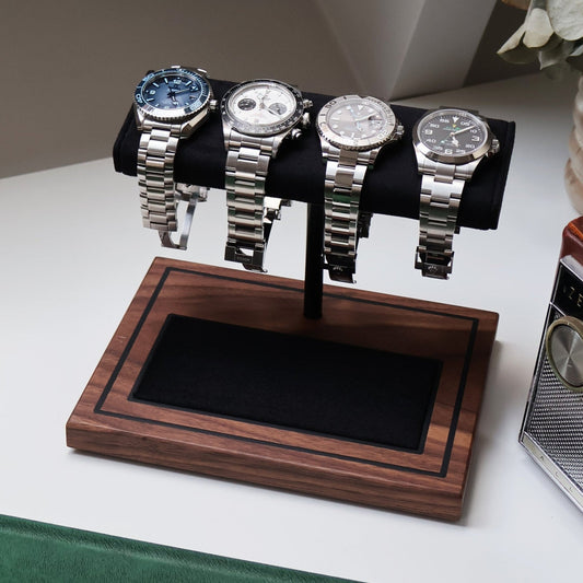 The Foxton Watch Stand MKII - Charbon Black & American Black Walnut