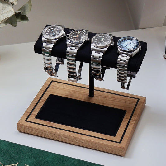 The Foxton Watch Stand MKII - Charbon Black & European White Oak