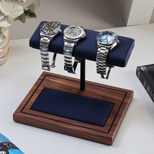 The Foxton Watch Stand MKII - Marine Blue & American Black Walnut
