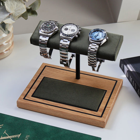 The Foxton Watch Stand MKII - Forest Green & European White Oak