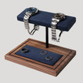 Load image into Gallery viewer, The Foxton Watch Stand MKII - Marine Blue & American Black Walnut
