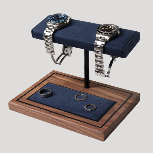The Foxton Watch Stand MKII - Marine Blue & American Black Walnut