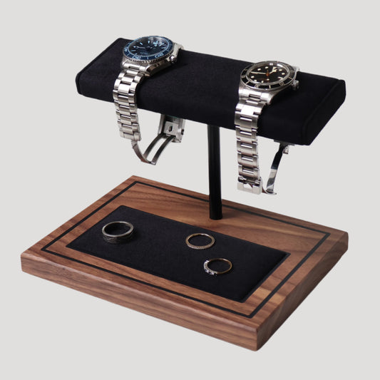 The Foxton Watch Stand MKII - Charbon Black & American Black Walnut