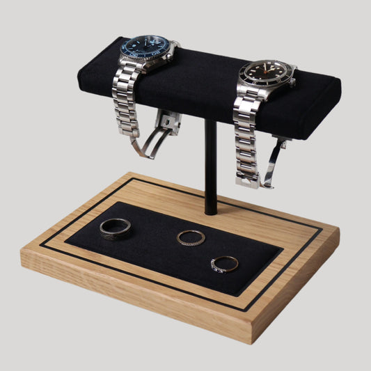 The Foxton Watch Stand MKII - Charbon Black & European White Oak