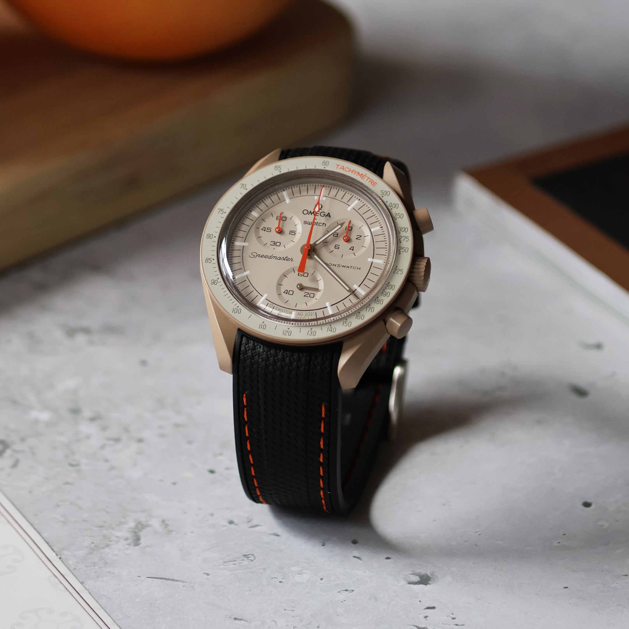 Omega X Swatch Moonswatch Fitted Strap - Black & Orange