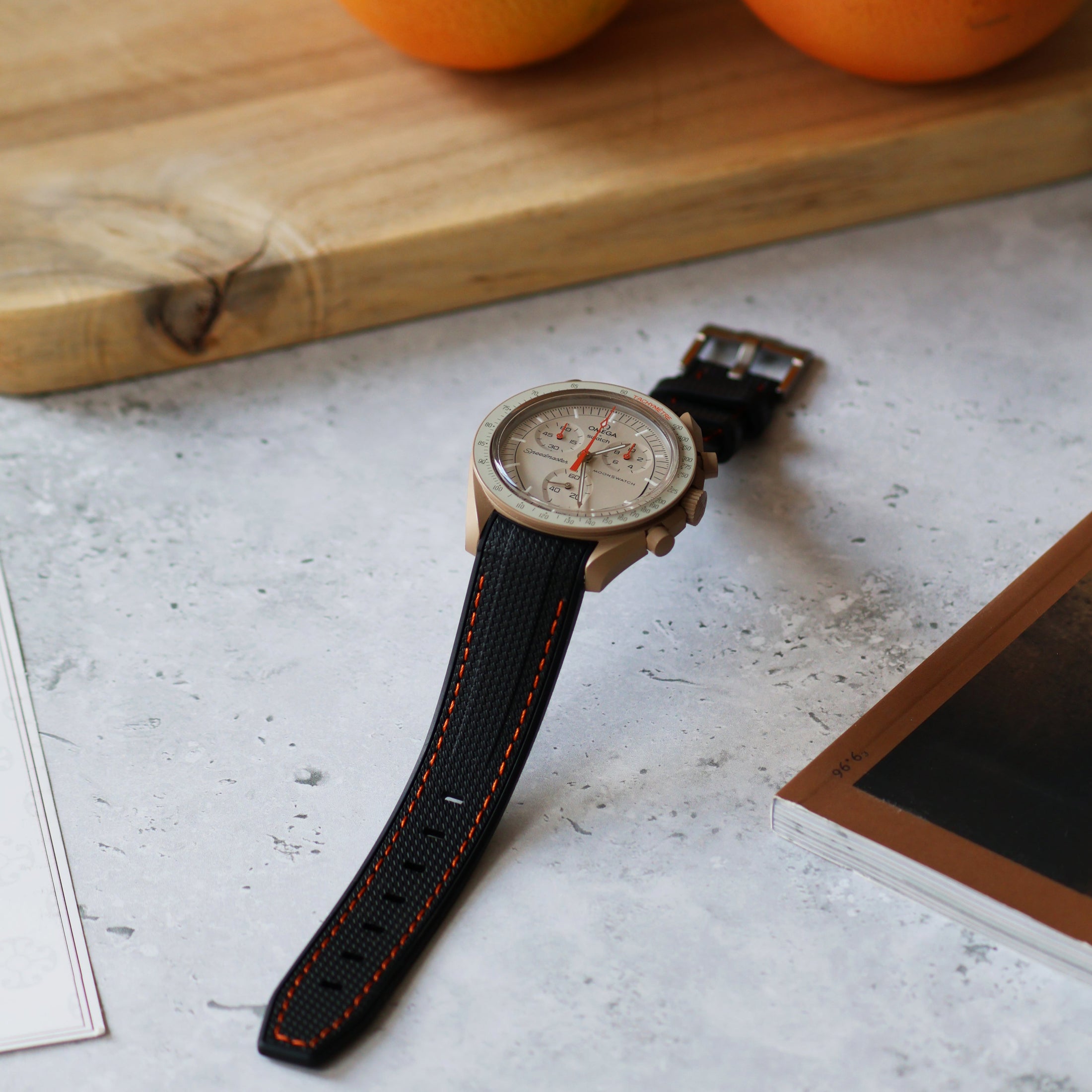 Omega X Swatch Moonswatch Fitted Strap - Black & Orange