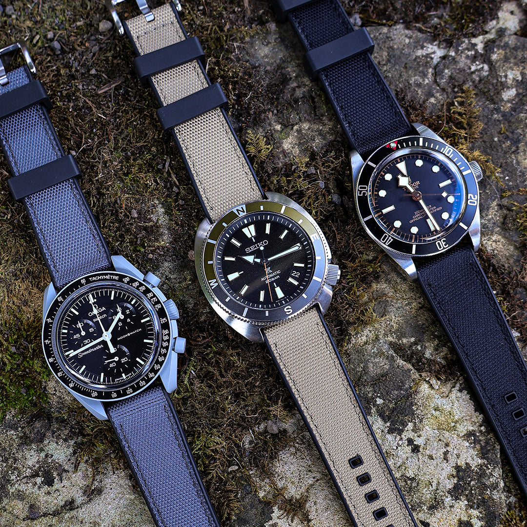 The Saltburn Sailcloth Watch Strap - Grey / Black