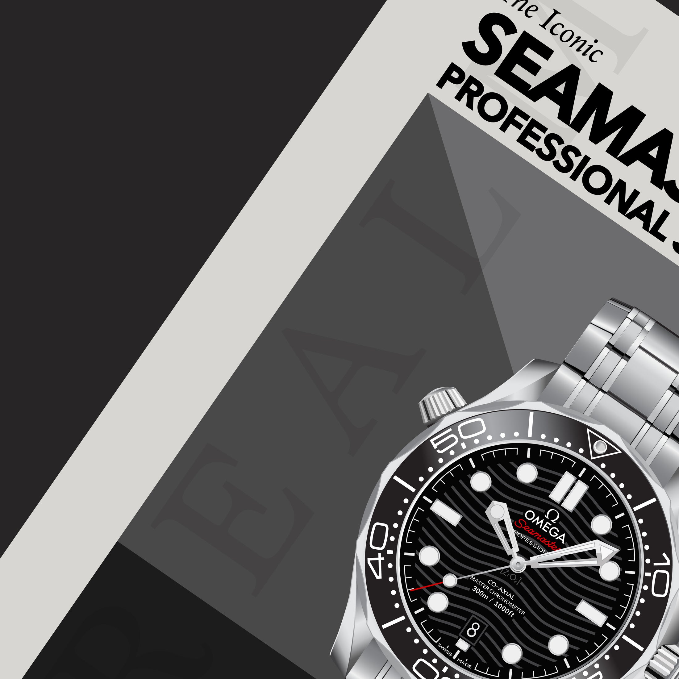 'The Iconic' Watch Print Series - Omega Seamaster Professional 300 - Black Dial