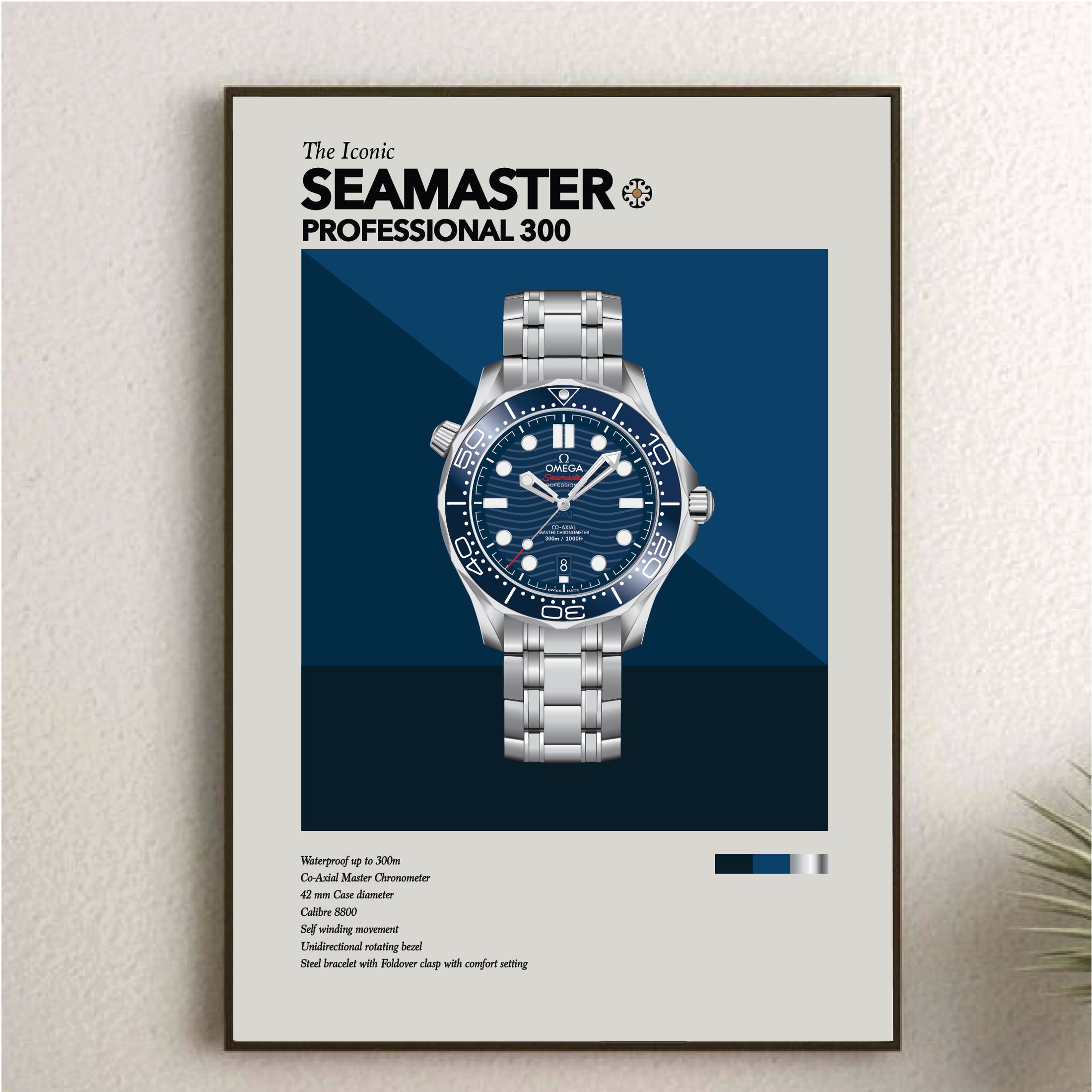 'The Iconic' Watch Print Series - Omega Seamaster Professional 300 - Blue Dial